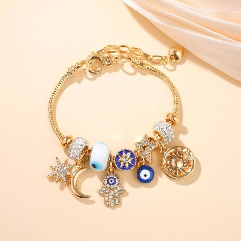 Evil Eye Hamsa Hand Charm Bracelet