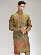 Green Tissue Silk Embroidered & Printed Kurta Set