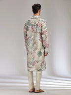 Pista Tissue Silk Embroidered & Printed Kurta Set
