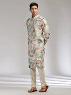 Pista Tissue Silk Embroidered & Printed Kurta Set