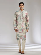 Pista Tissue Silk Embroidered & Printed Kurta Set