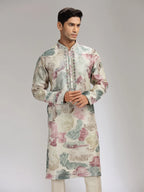 Pista Tissue Silk Embroidered & Printed Kurta Set