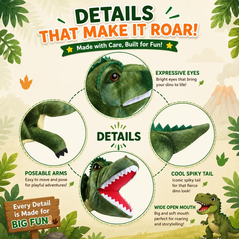 Dino Adventure Hand Puppet | Set of 5 Dinosaurs