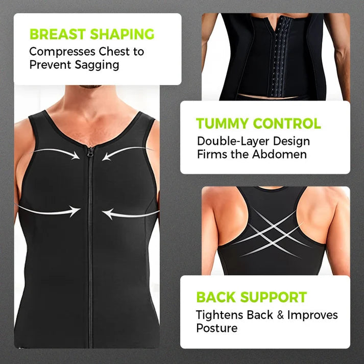 Men's Zip-Up Waist Trainer Vest | Set of 4