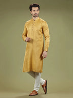 Mustard Yellow Blended Silk Casual Kurta Set