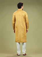 Mustard Yellow Blended Silk Casual Kurta Set