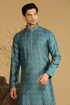 Rama Green Blended Silk Kurta Set