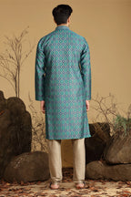 Rama Green Blended Silk Kurta Set
