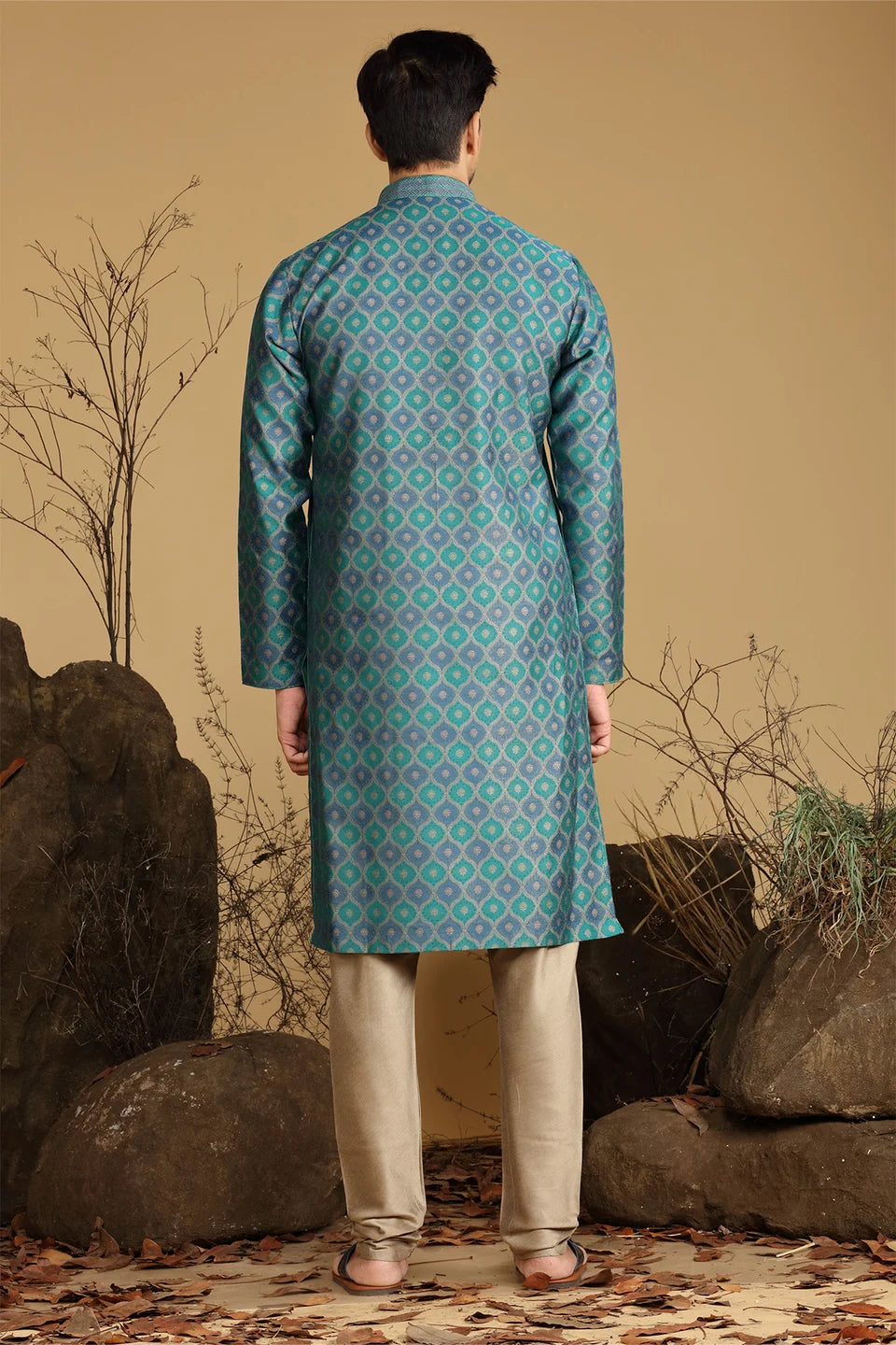 Rama Green Blended Silk Kurta Set