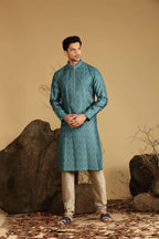Rama Green Blended Silk Kurta Set