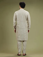 Natural Beige Casual Linen Kurta Set