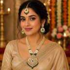 Emerald Ujala Kundan Jewellery Set