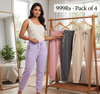 Ultra Soft Stretch Pants For Women | Pack of 4