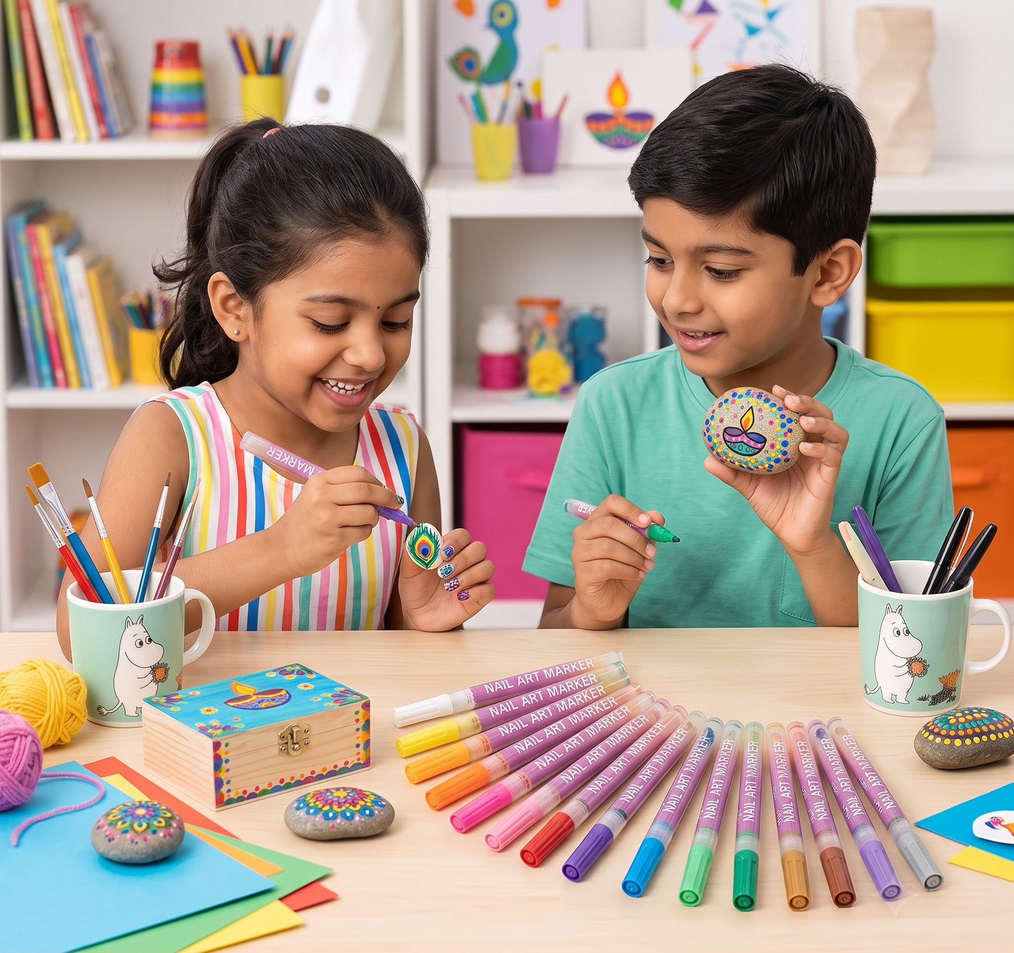 Kids Nail Art Set With Precision Tip | Pack of 12 Colors