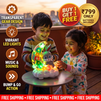 Light-Up Moon Bunny Toy – Transparent Gear Design with Music & LED Lights