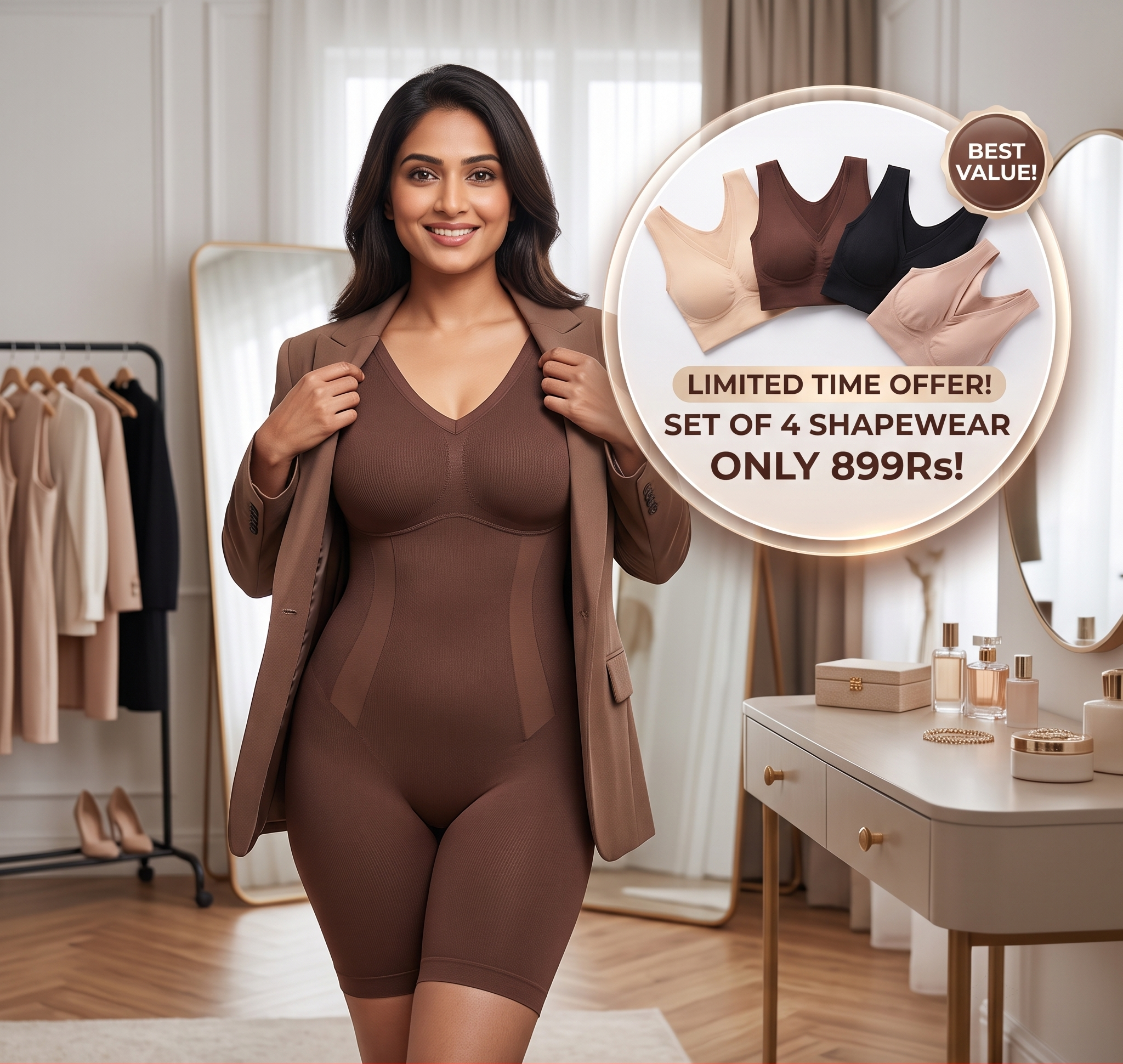 Tummy Tuck & Hip Lift Traceless One-piece Shapewear | Natural Lift & Seamless Comfort