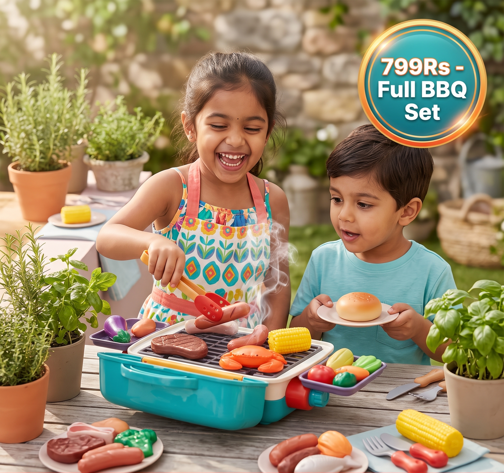 My First BBQ Grill – Kids' Kitchen with Smoke Effect and Color-Changing Food