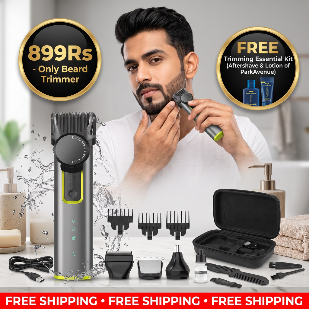 4-in-1 electric grooming set with replaceable trimmer heads | Full Body Grooming | 100% Cut-Free