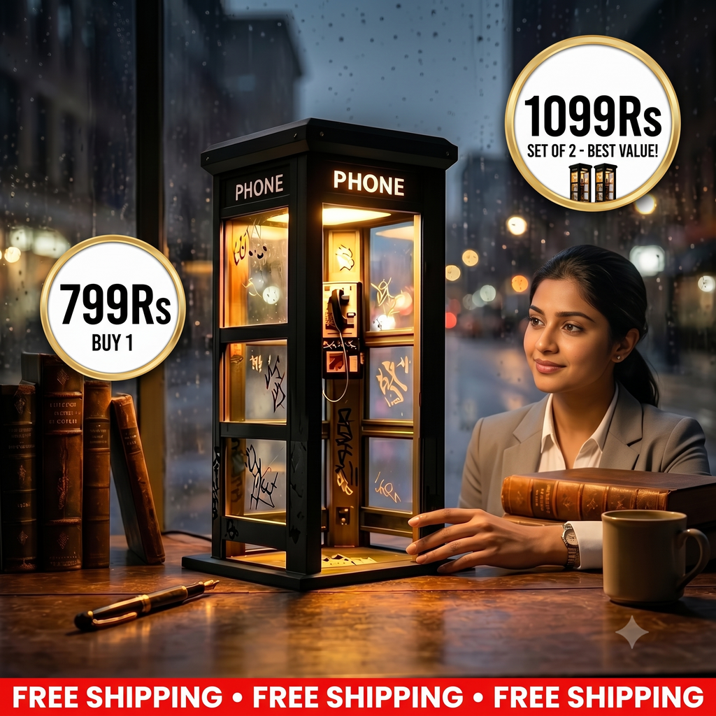 Vintage Telephone Box Mood Lamp with Warm Light