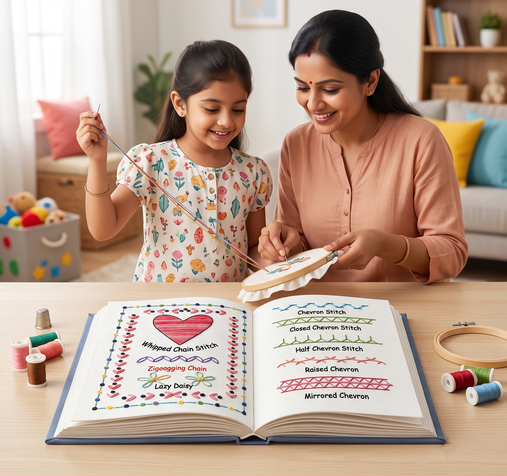 Embroidery Stitch Book for Moms and Kids