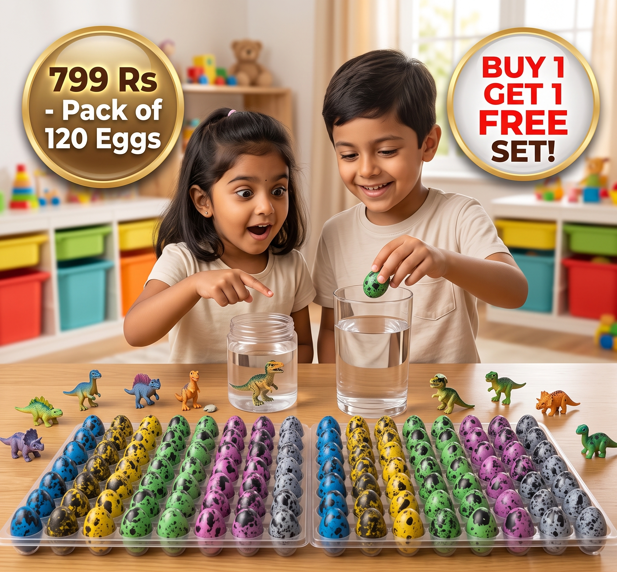 Hatching Dinosaur Egg Kit – Grow-in-Water Dino Eggs with Surprise Toys