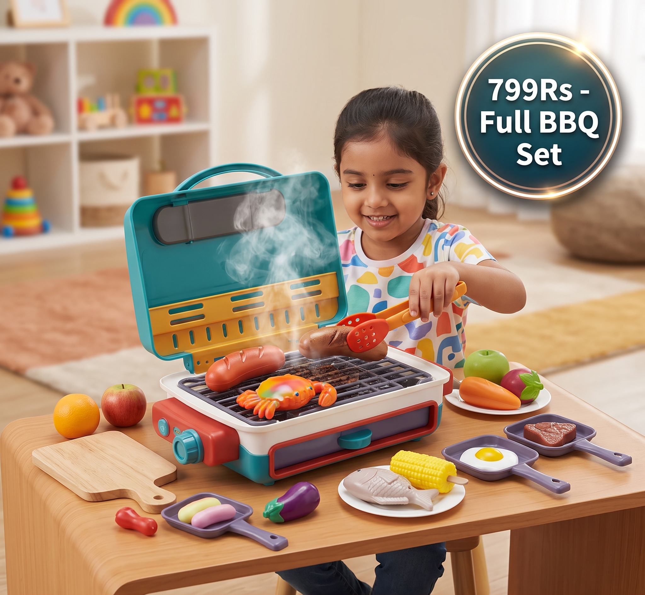 My First BBQ Grill – Kids' Kitchen with Smoke Effect and Color-Changing Food