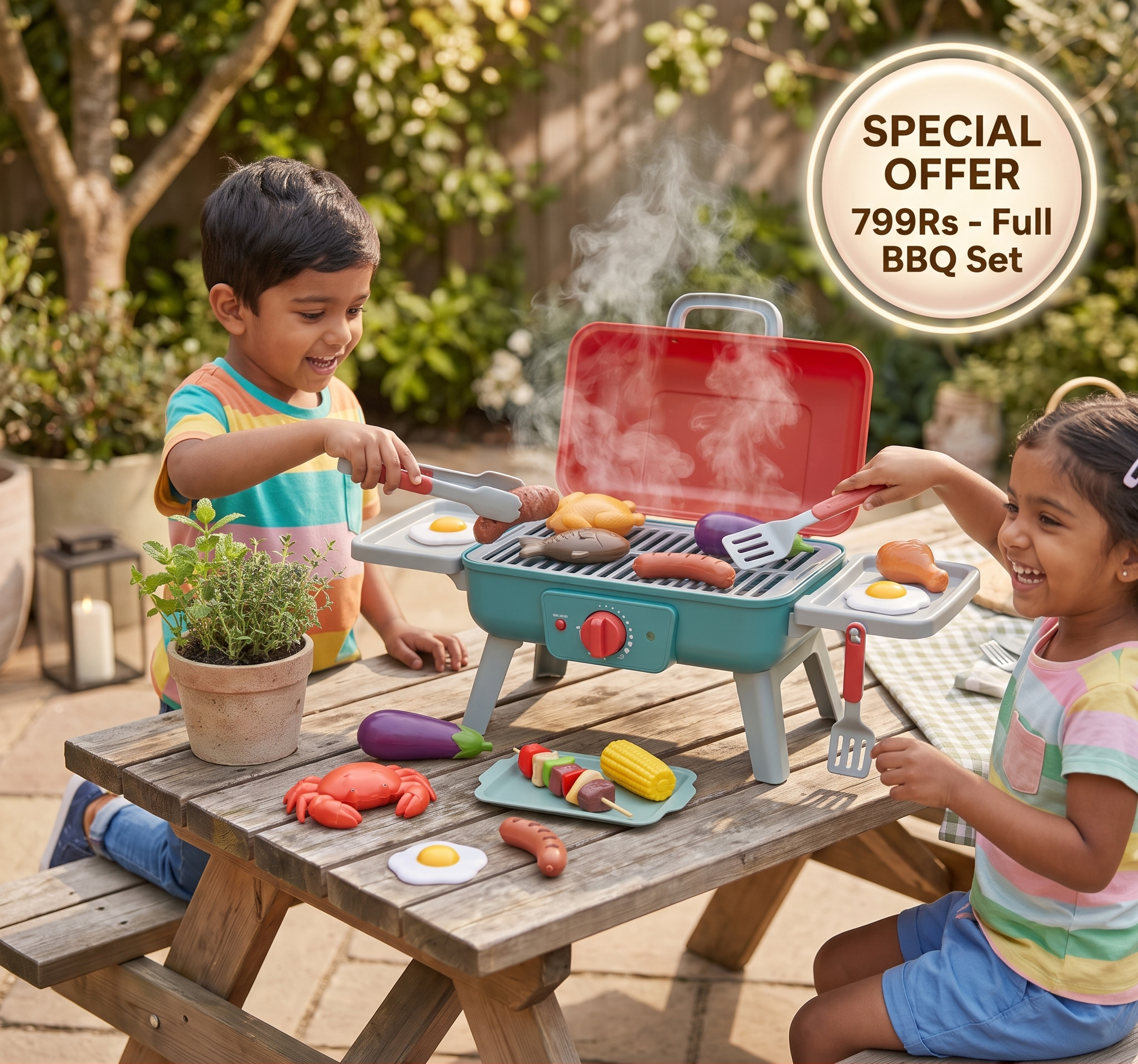 My First BBQ Grill – Kids' Kitchen with Smoke Effect and Color-Changing Food