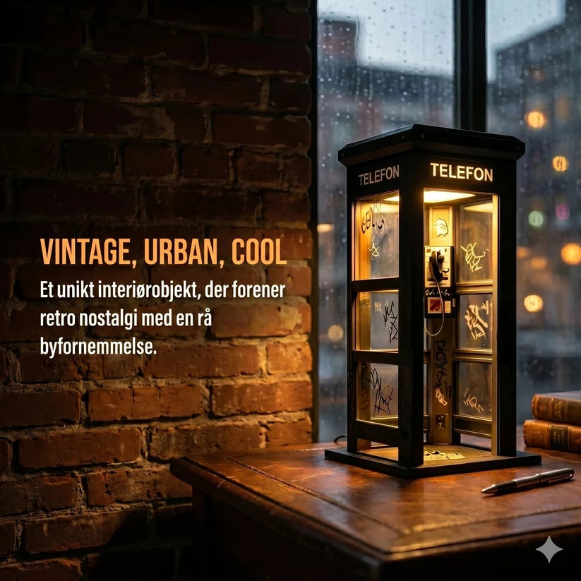 Vintage Telephone Box Mood Lamp with Warm Light
