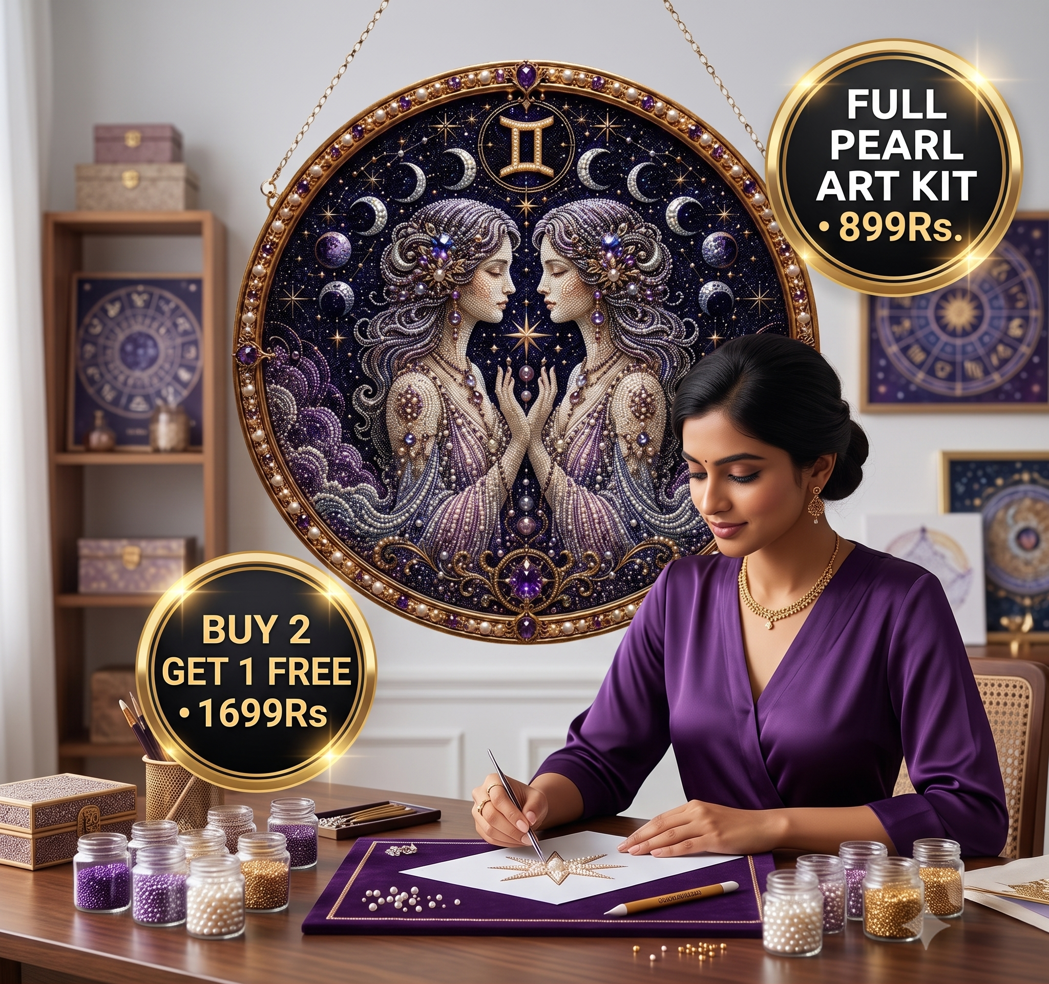 Celestial Zodiac Bead Art Kit
