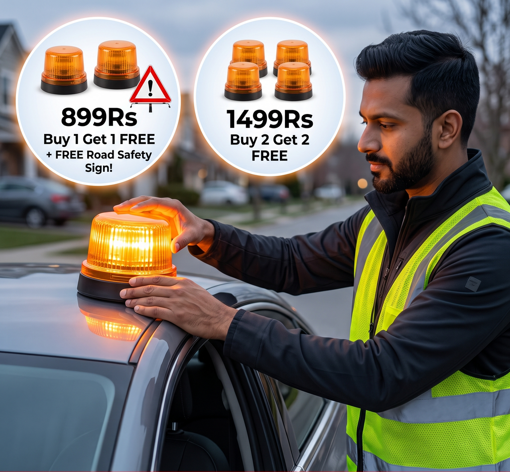 LED Road Emergency Light | With Road Safety Sign | Buy 1 Get 1 FREE