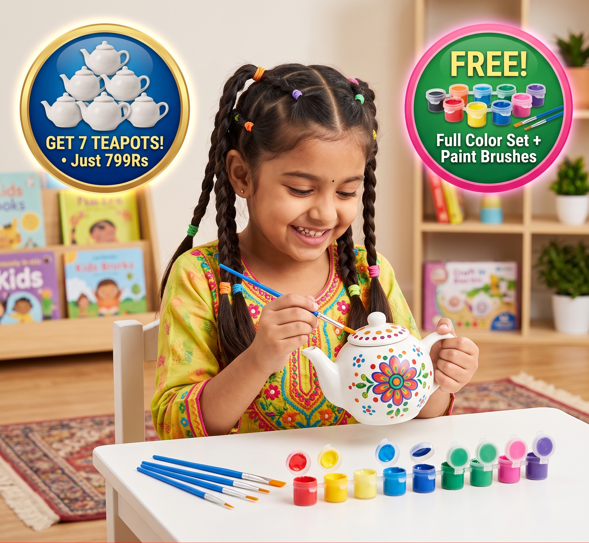 DIY Ceramic Tea Set Painting Kit for Kids | Boosts Creativity & Develops Motor Skills