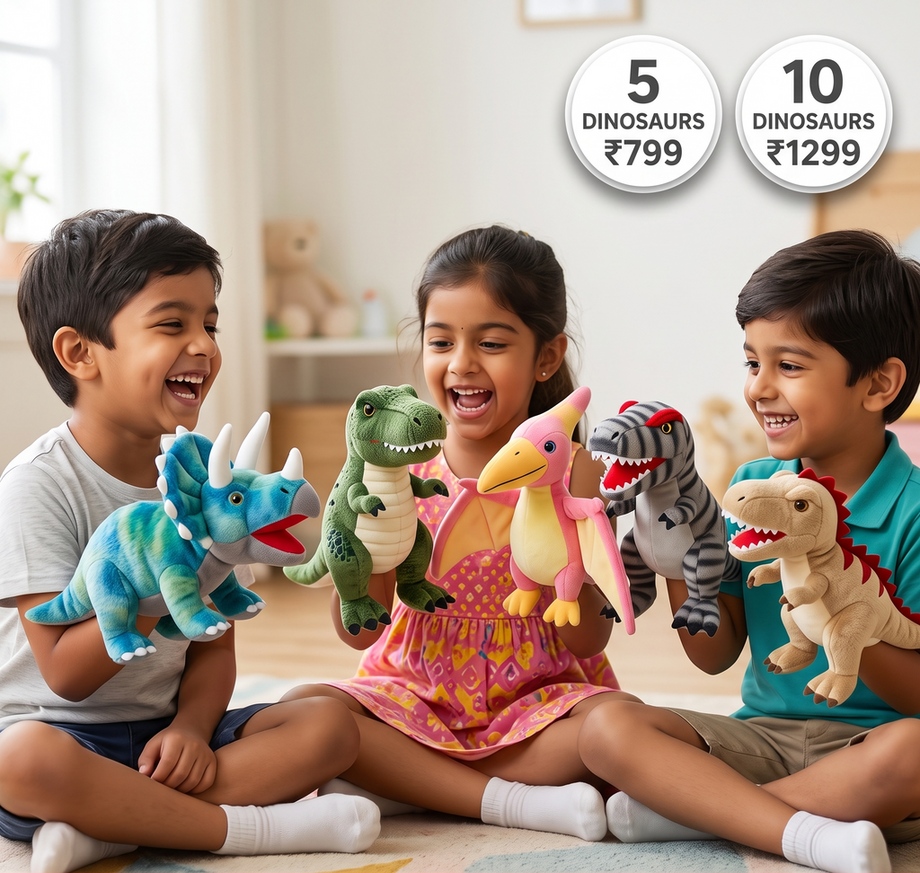 Dino Adventure Hand Puppet | Set of 5 Dinosaurs