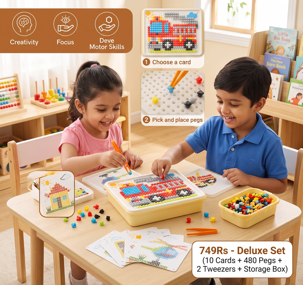 Montessori Learning Peg Mosaic Board | Develops Logical Thinking & Creativity