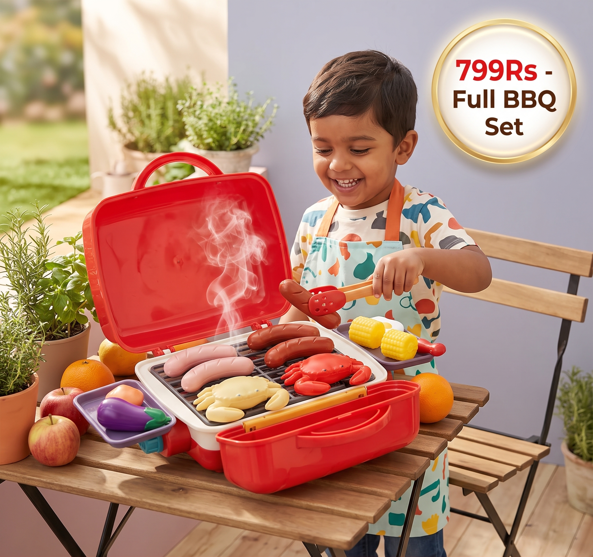 My First BBQ Grill – Kids' Kitchen with Smoke Effect and Color-Changing Food