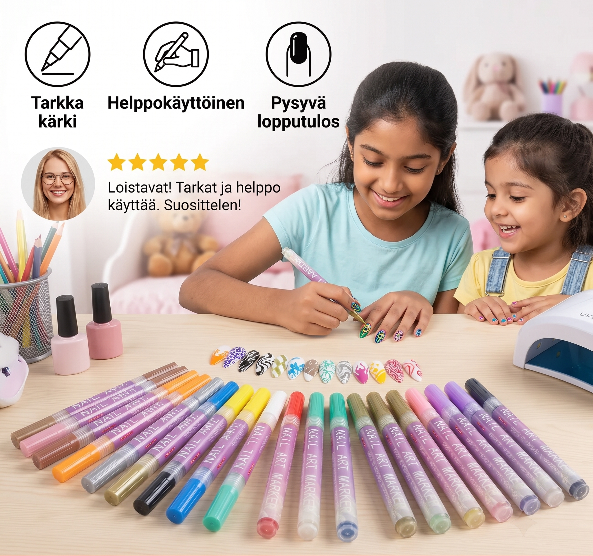 Kids Nail Art Set With Precision Tip | Pack of 12 Colors