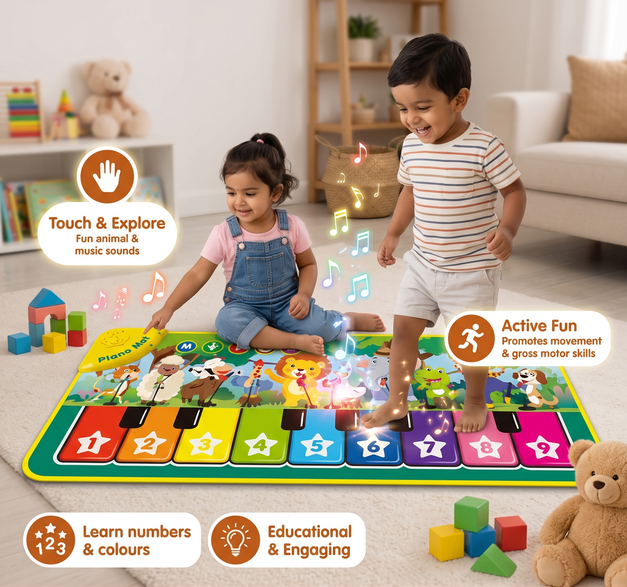 Interactive Musical Piano Play Mat | Boosts Creativity & Activity