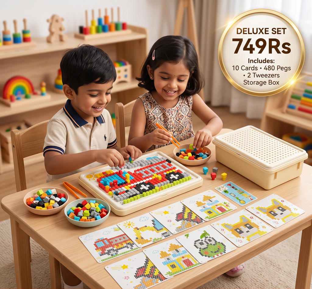 Montessori Learning Peg Mosaic Board | Develops Logical Thinking & Creativity