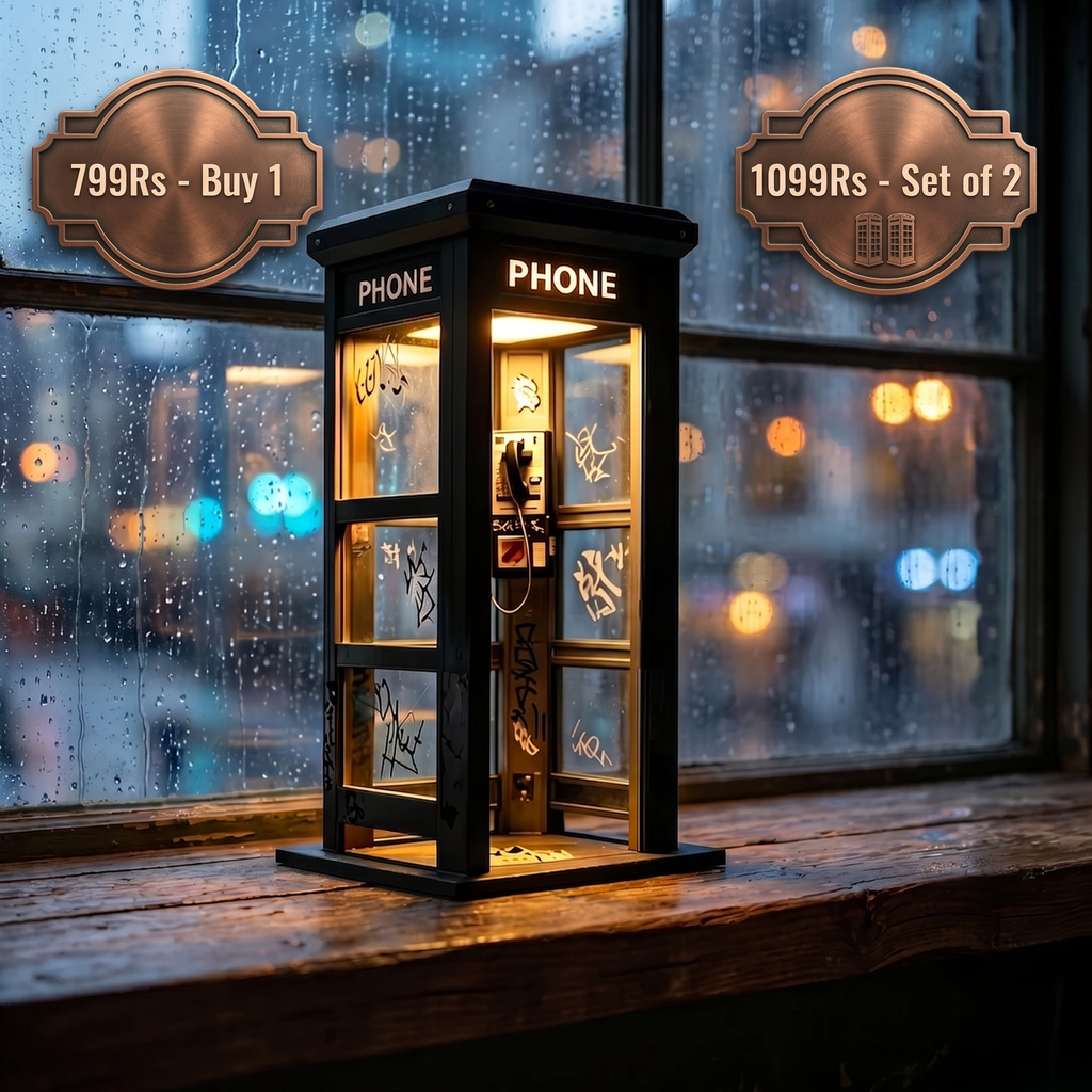 Vintage Telephone Box Mood Lamp with Warm Light