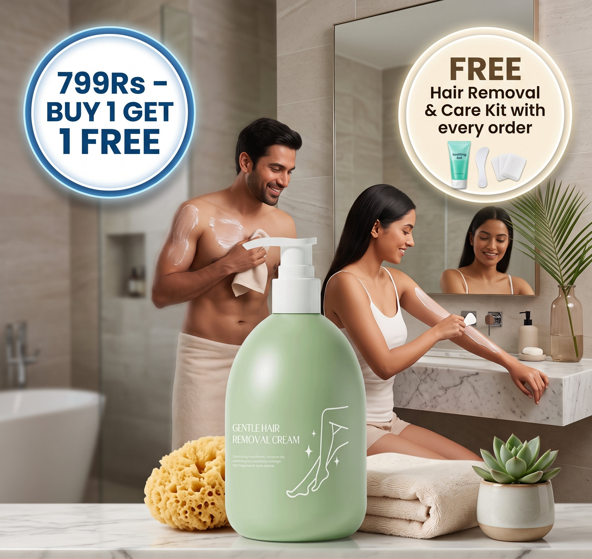 Hair Removing Cream | Gentle & Non-Irritating | Buy 1 Get 1 FREE