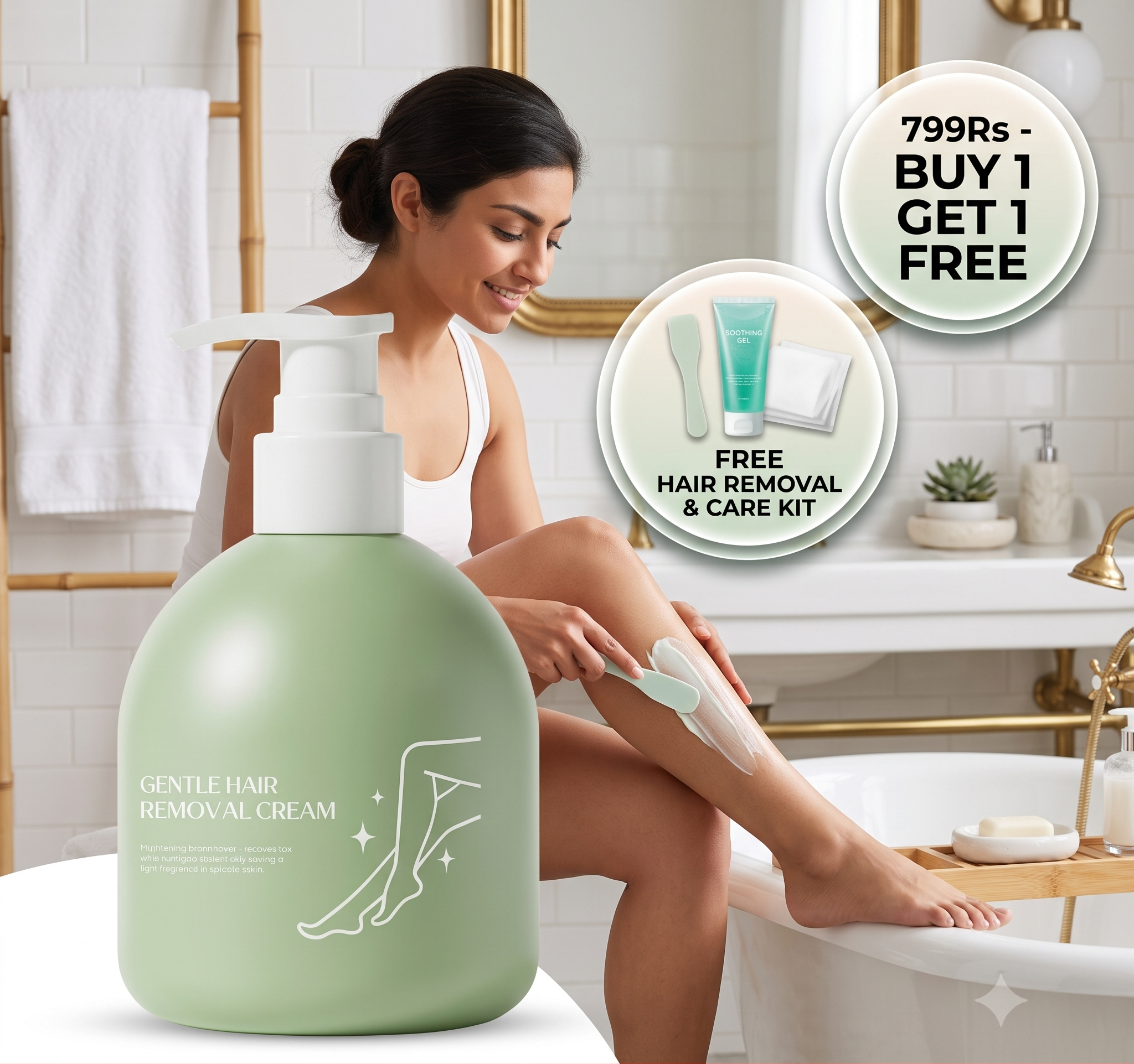 Hair Removing Cream | Gentle & Non-Irritating | Buy 1 Get 1 FREE