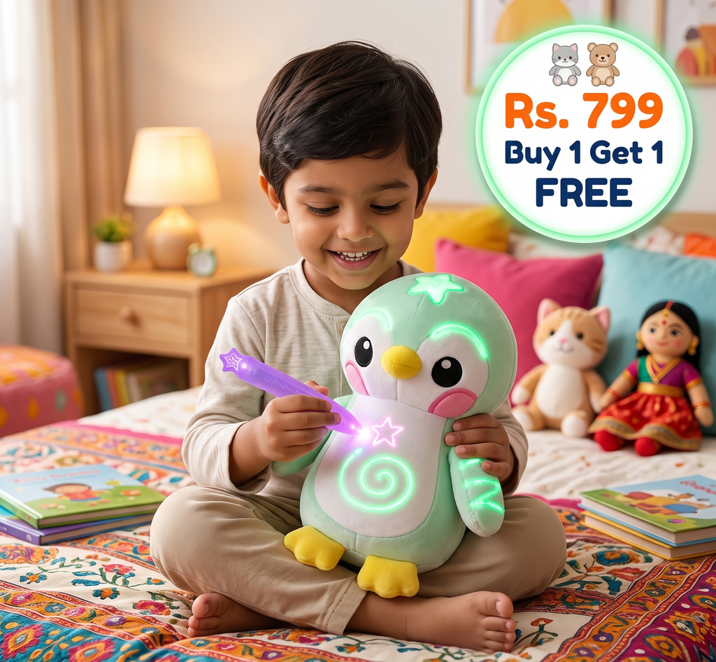 Magic Plush Toys with a Glow Pen - Interactive Plush Toy with a Light Effect for Children