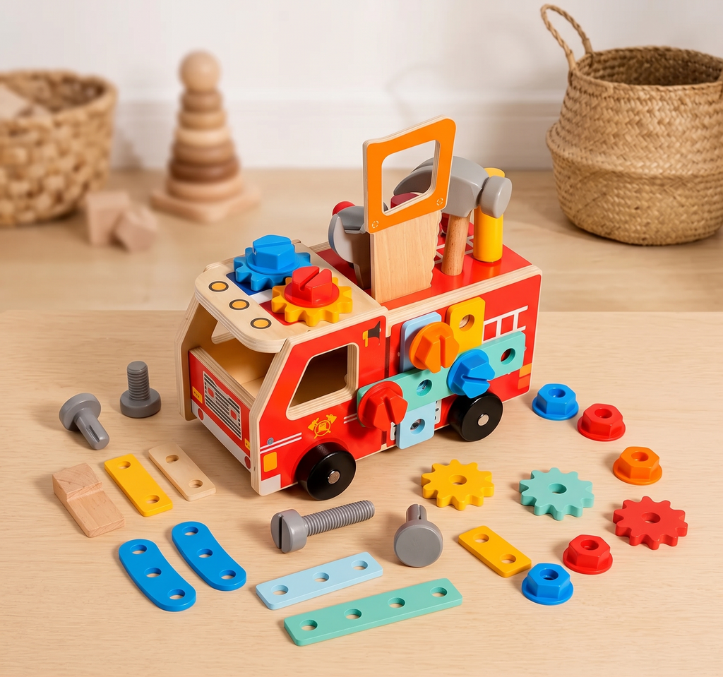 Montessori Wooden Firefighter Tool Box & Building Set | Develop Craft Skills & Creativity
