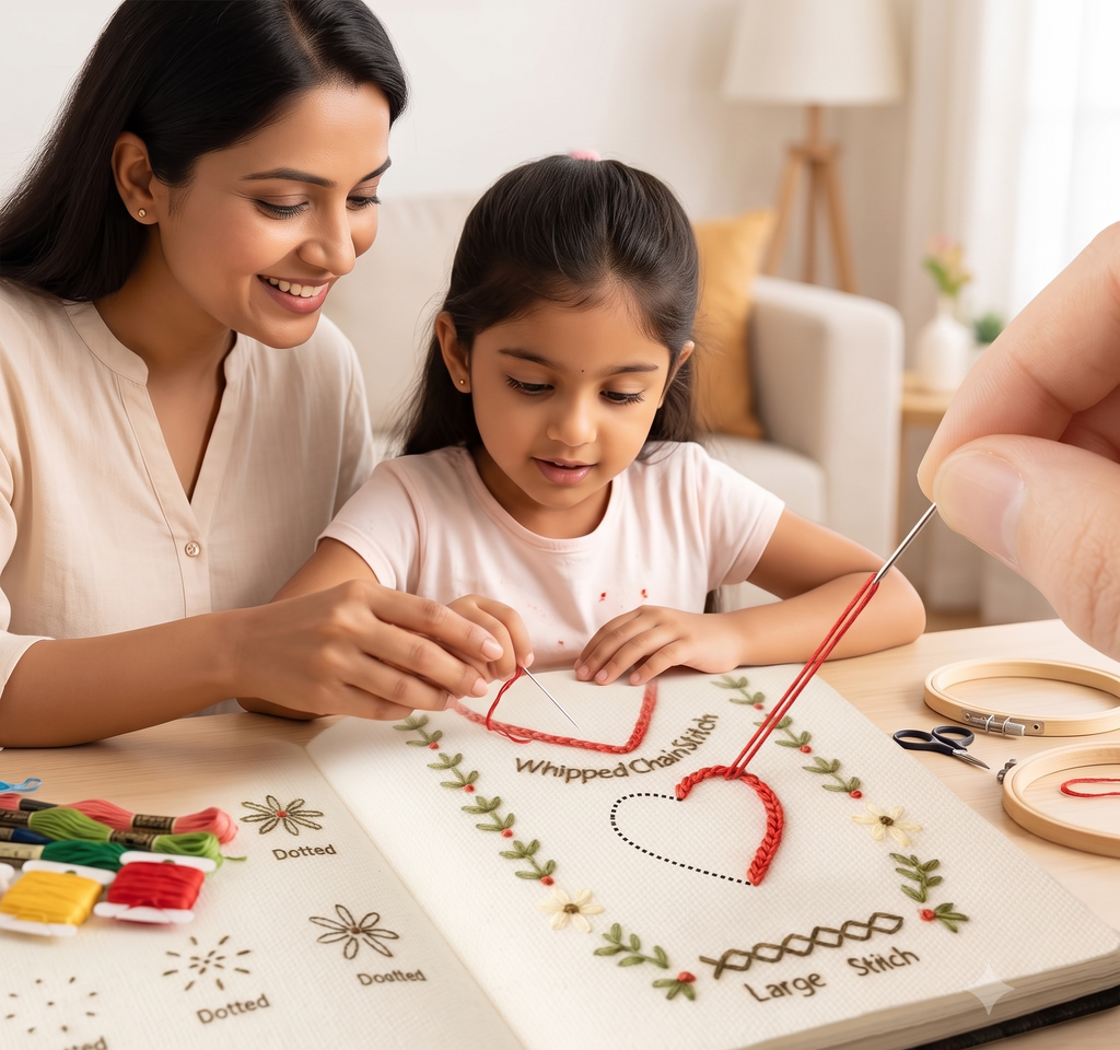 Embroidery Stitch Book for Moms and Kids
