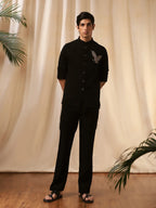 Black Rose Embroidered Bandi shirt for Men