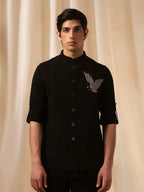 Black Rose Embroidered Bandi shirt for Men