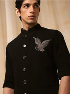 Black Rose Embroidered Bandi shirt for Men