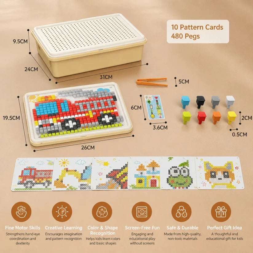 Montessori Learning Peg Mosaic Board | Develops Logical Thinking & Creativity