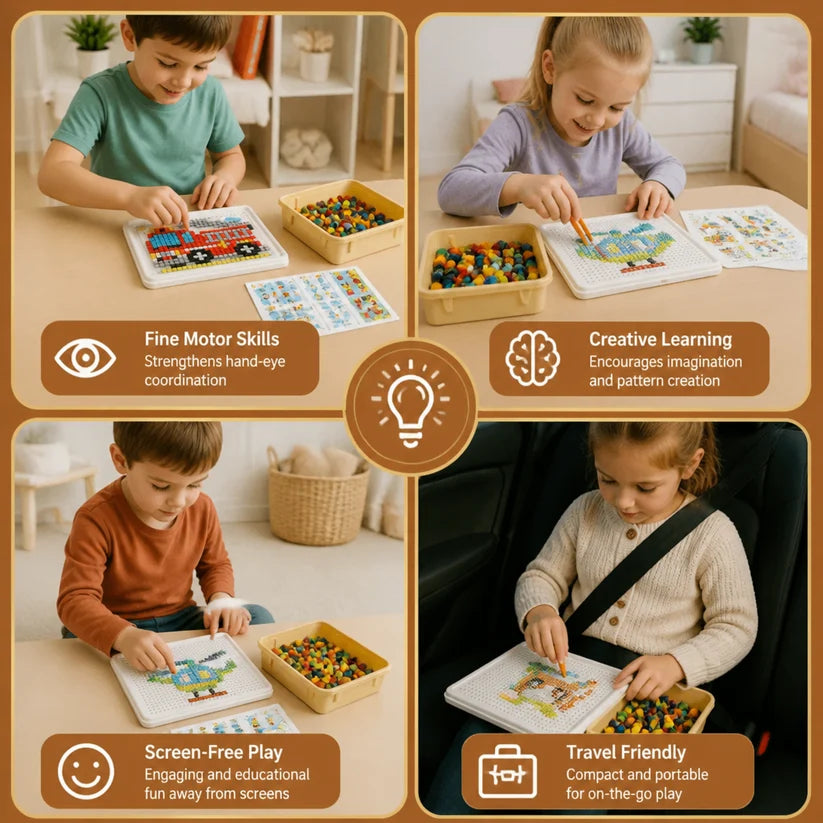 Montessori Learning Peg Mosaic Board | Develops Logical Thinking & Creativity