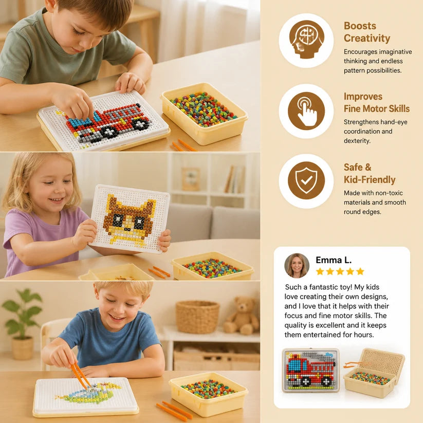 Montessori Learning Peg Mosaic Board | Develops Logical Thinking & Creativity