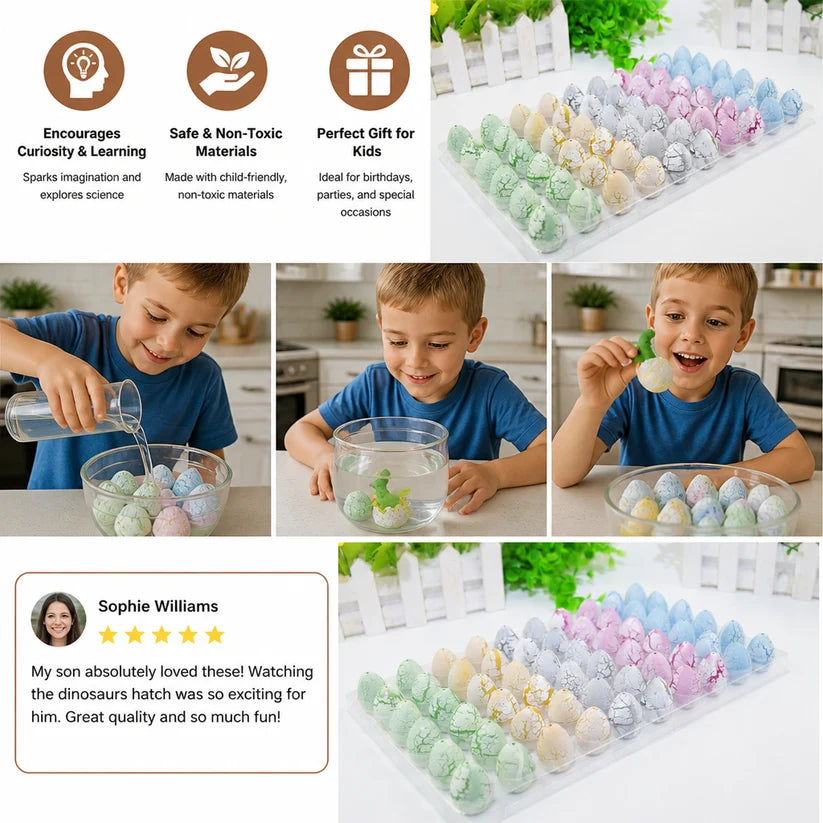 Hatching Dinosaur Egg Kit – Grow-in-Water Dino Eggs with Surprise Toys